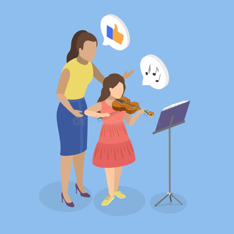 3D Isometric Flat Vector Illustration of Violin royalty free illustration