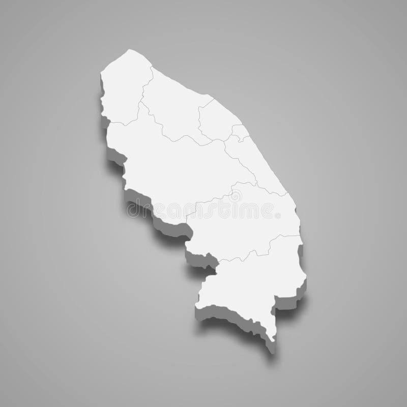 3d Isometric Map of Terengganu is a State of Malaysia Stock 