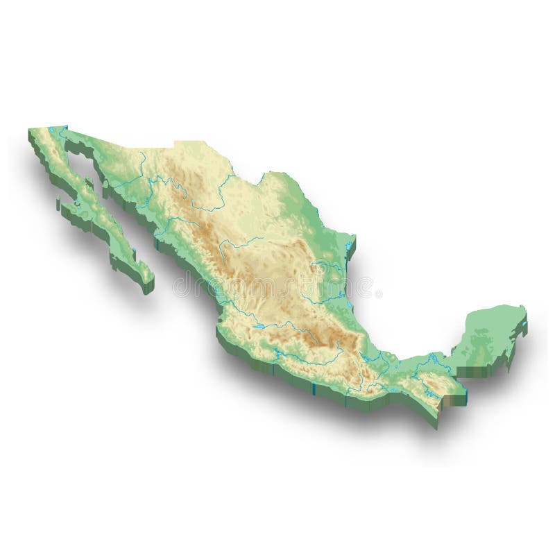 3d Isometric Relief Map of Mexico Stock Vector - Illustration of shade