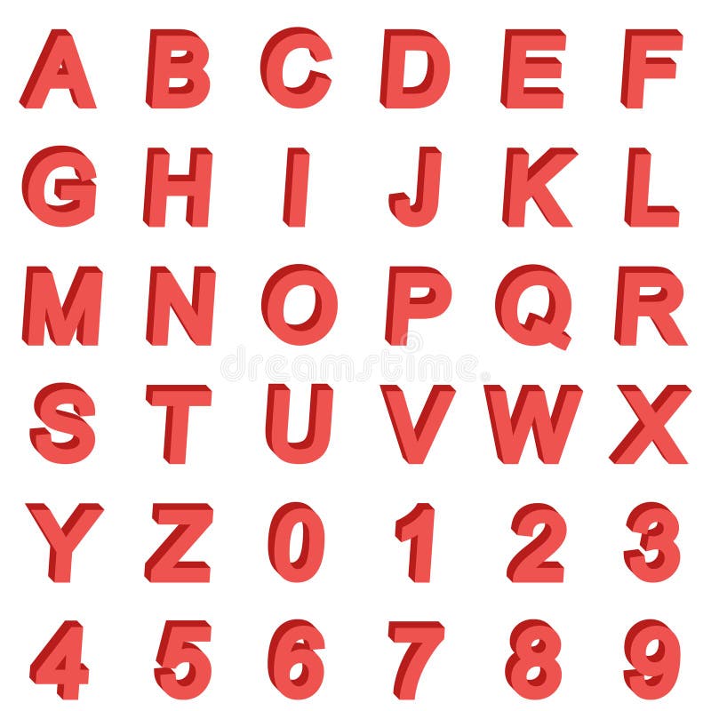 3D isometrische alfabetdoopvont Letters en getallen Driedimensionele eenvoudige voorraadvector royalty-vrije illustratie 3D isometrische alfabetdoopvont Letters en getallen Driedimensionele eenvoudige voorraadvector royalty-vrije illustratie