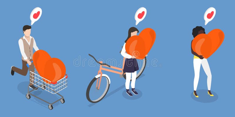 3d isometrische flache Vektor Illustration der Liebe lizenzfreie abbildung