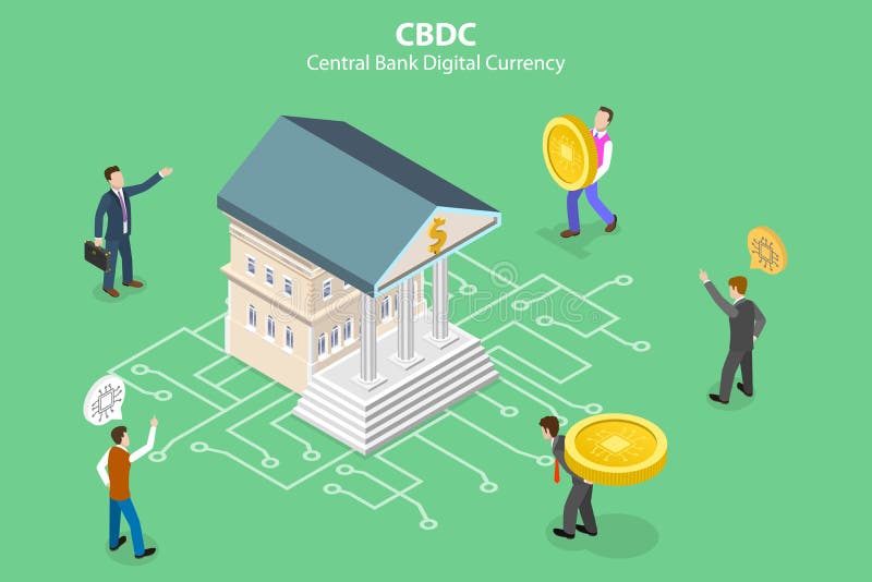 3d isometrische vlakke vector conceptuele illustratie van de digitale valuta van de centrale bank van cbdc