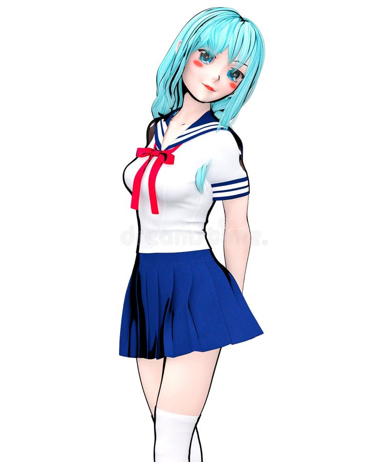 3D Japanese Anime Schoolgirl Stock Illustration - Illustration of dress,  cute: 154816985