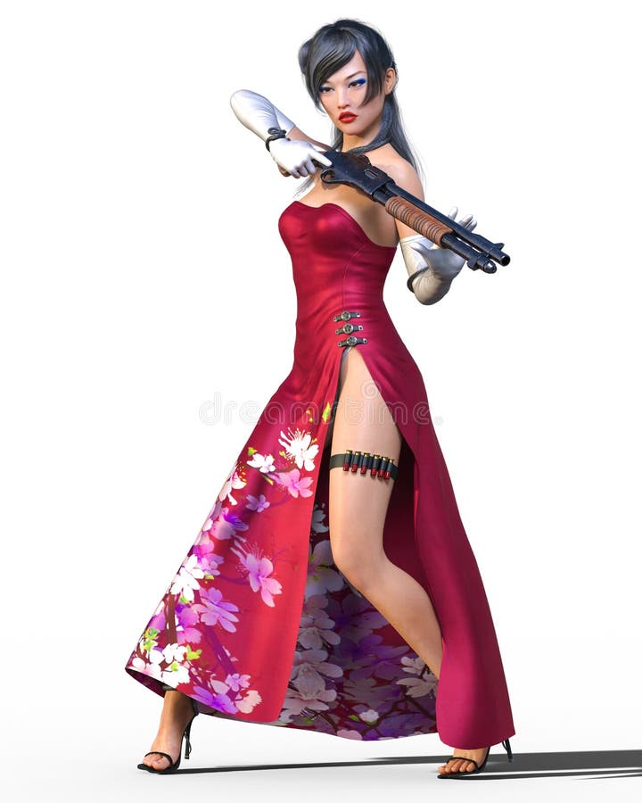 3D Japanese Warrior Amazon Woman Render ...