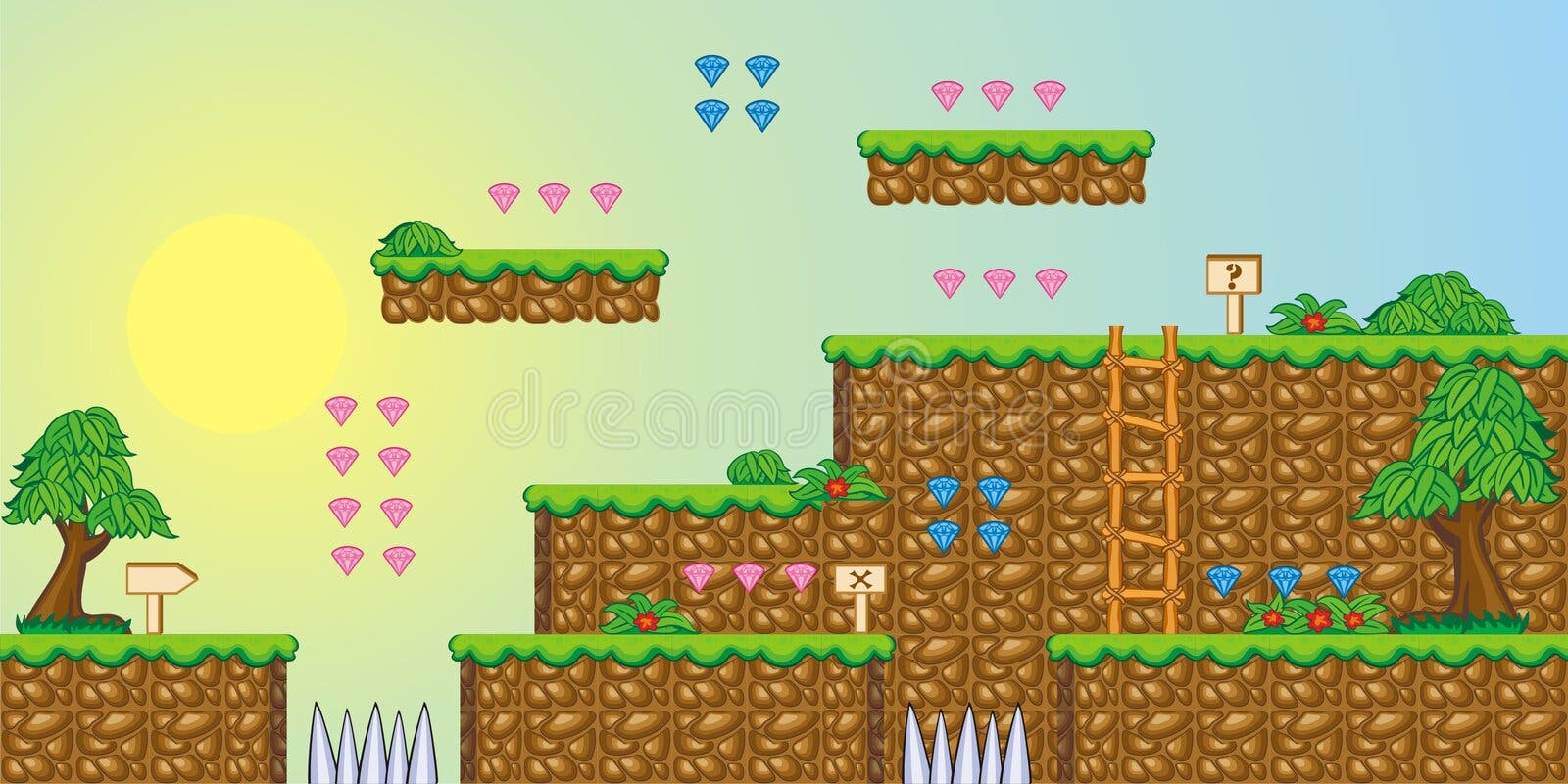 2D Jogo 18 Da Plataforma De Tileset Ilustração do Vetor