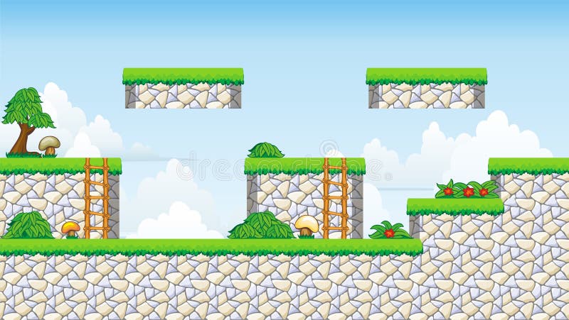 2D Jogo 18 Da Plataforma De Tileset Ilustração do Vetor