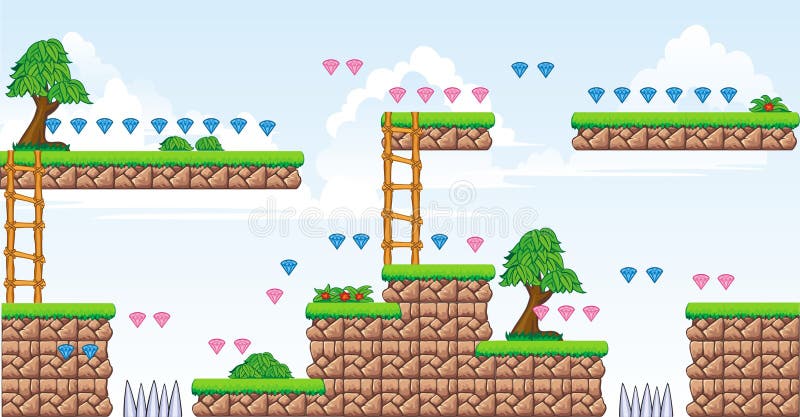 2D Jogo 9 Da Plataforma De Tileset Ilustração Stock - Ilustração