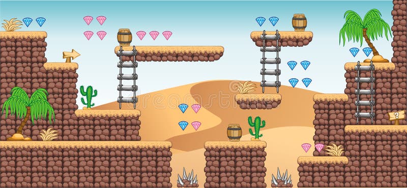 2D Jogo 18 Da Plataforma De Tileset Ilustração do Vetor