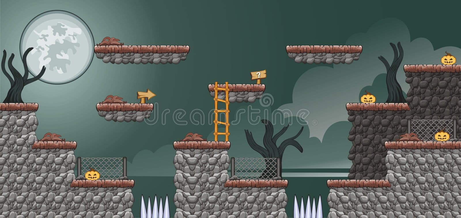 2D Jogo 9 Da Plataforma De Tileset Ilustração Stock - Ilustração