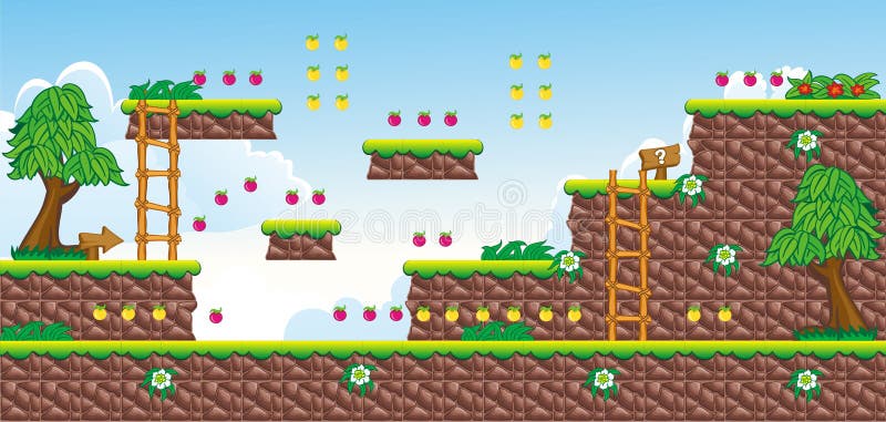 2D Jogo 18 Da Plataforma De Tileset Ilustração do Vetor - Ilustração de  cartoon, sinal: 38965059