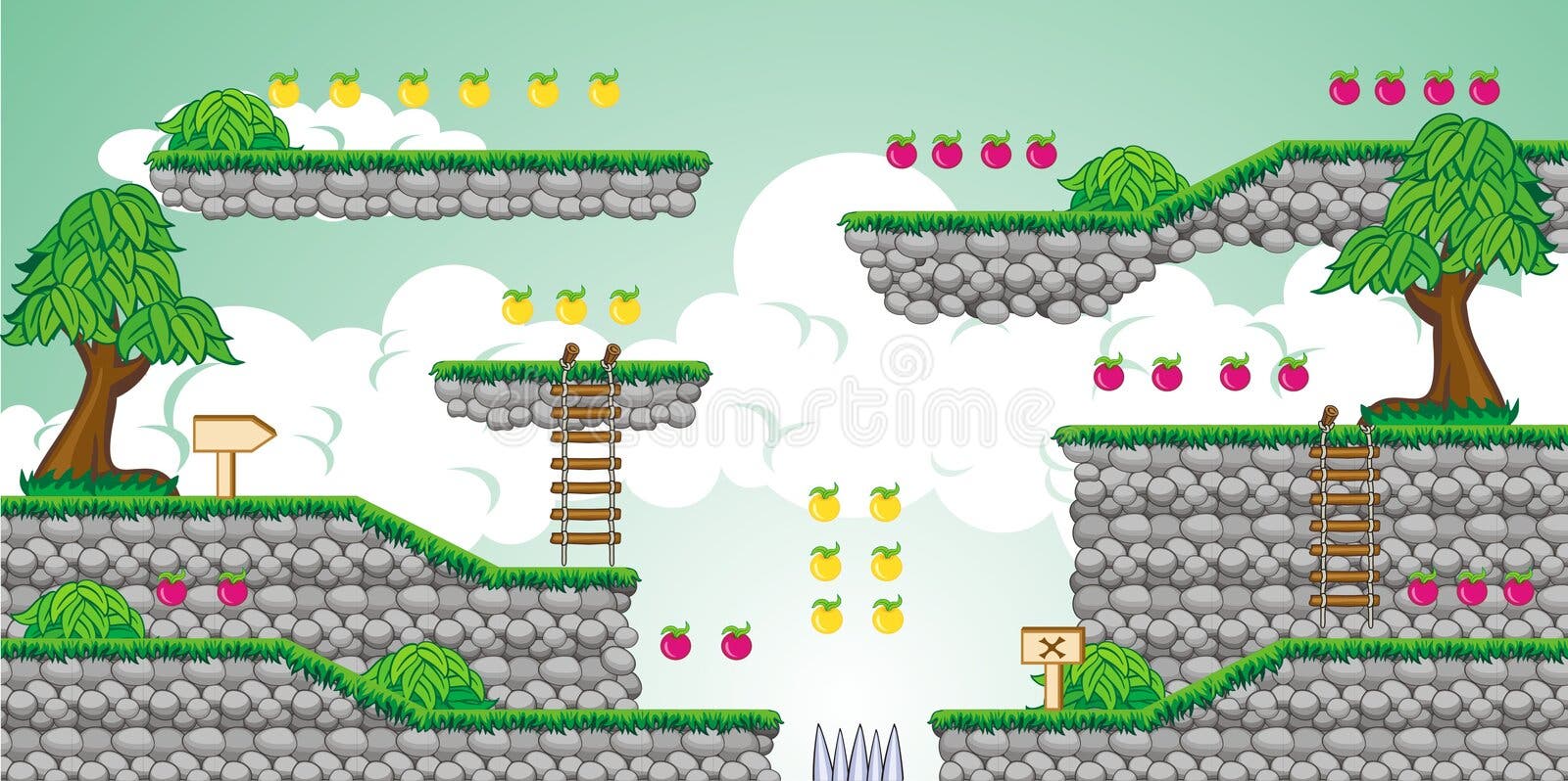 2D Jogo 9 Da Plataforma De Tileset Ilustração Stock - Ilustração