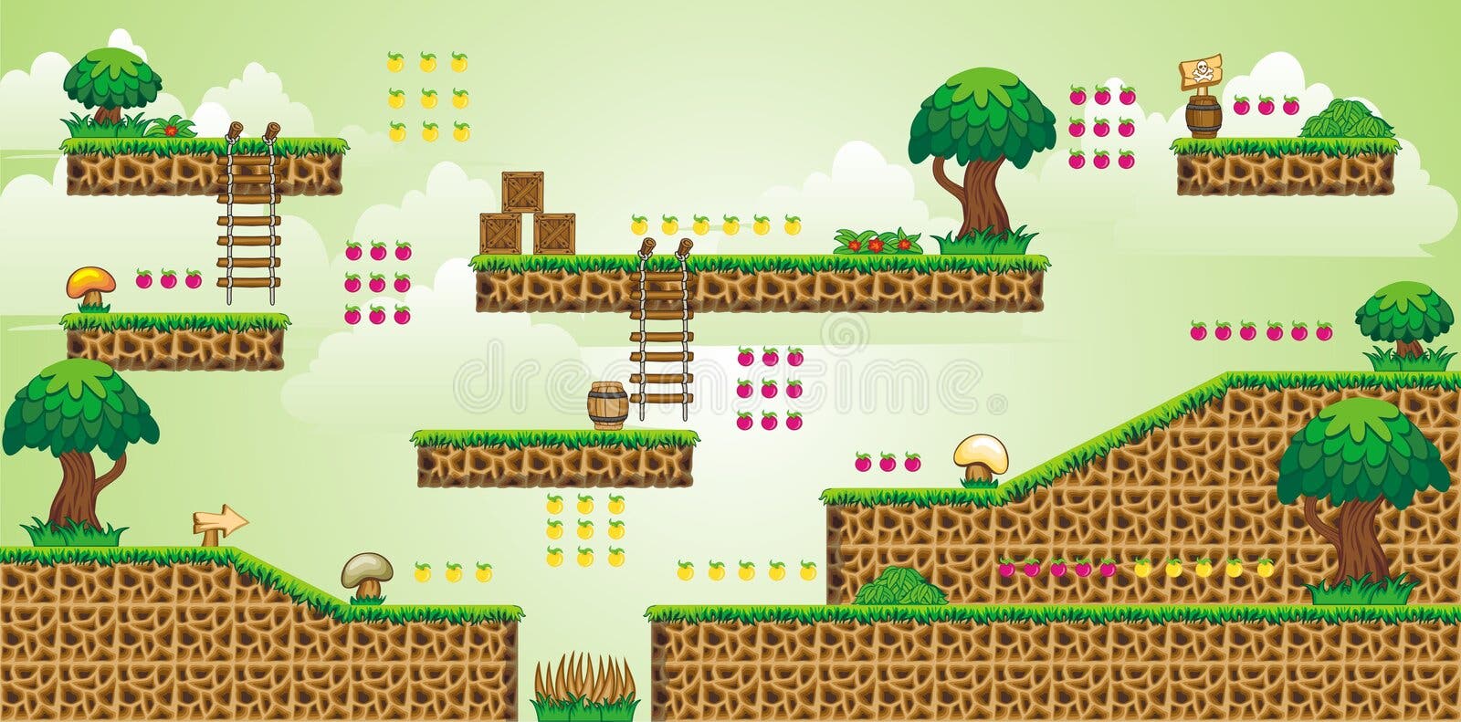 2D Jogo 56 Da Plataforma De Tileset Ilustração do Vetor