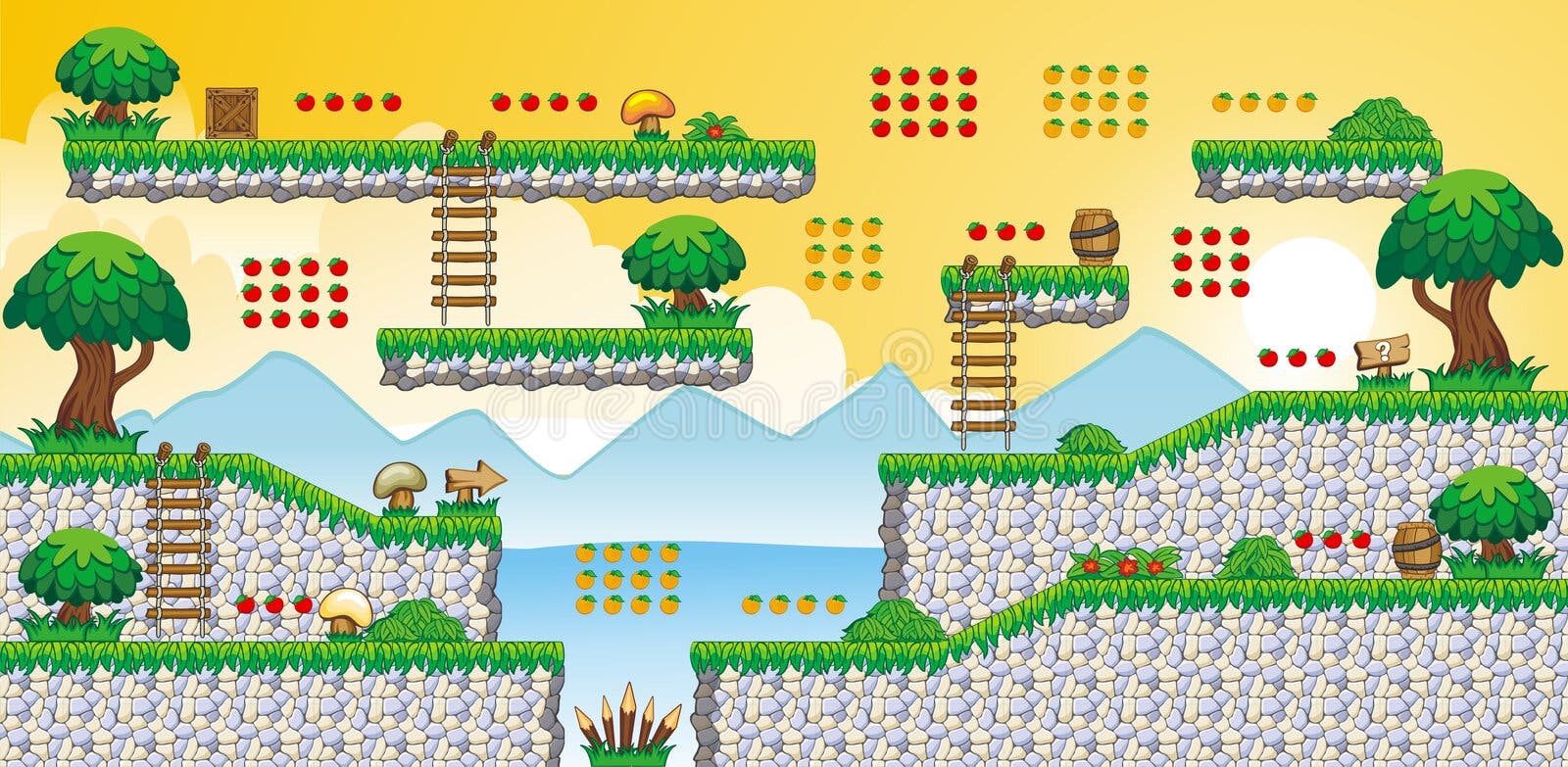 2D Jogo 18 Da Plataforma De Tileset Ilustração do Vetor - Ilustração de  cartoon, sinal: 38965059