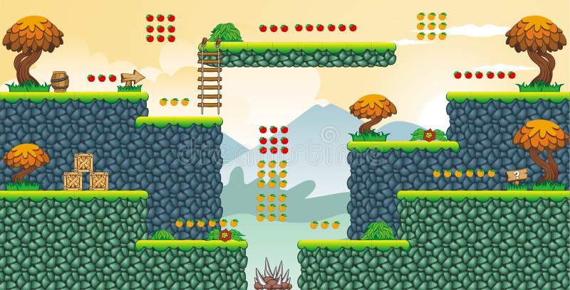 2D Jogo 9 Da Plataforma De Tileset Ilustração Stock - Ilustração