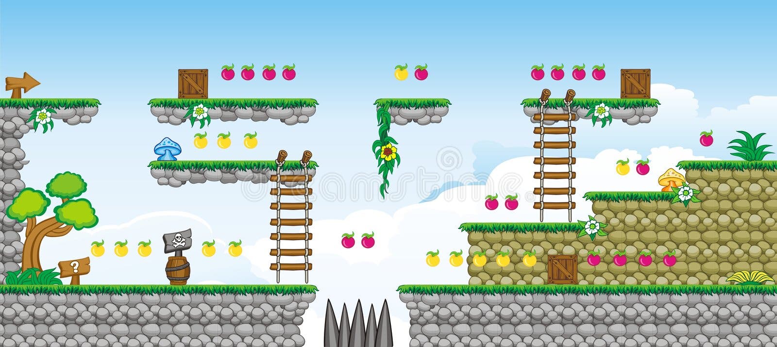 2D Jogo 9 Da Plataforma De Tileset Ilustração Stock - Ilustração