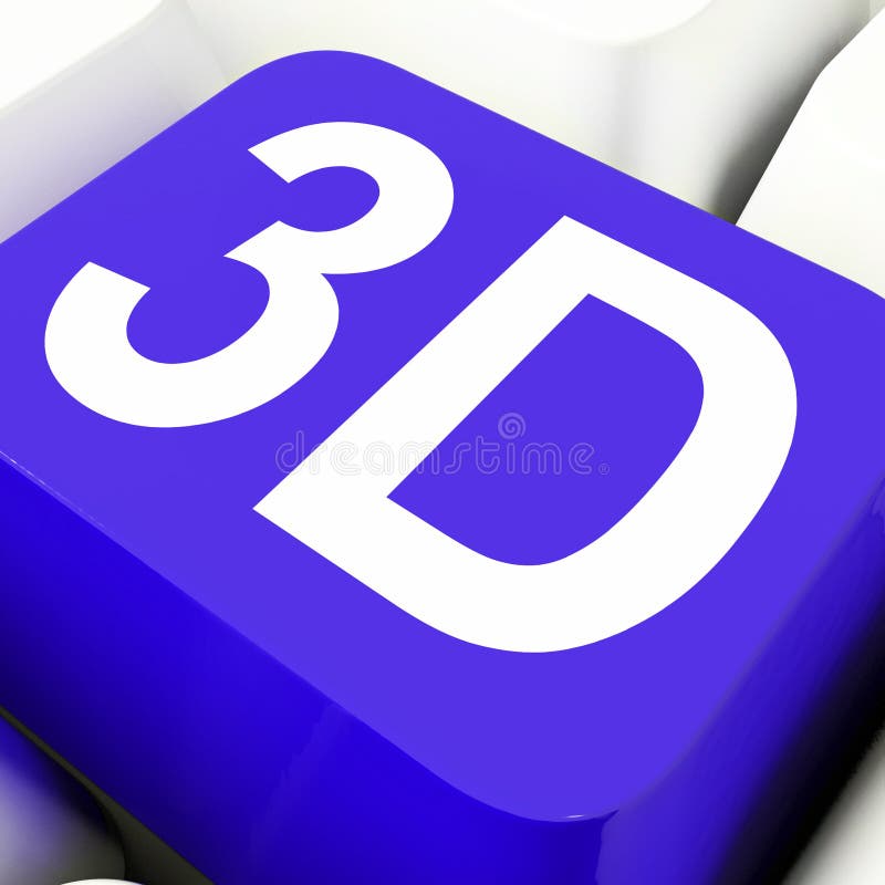 3d Key Shows Three Dimensional Or Dimensions royalty free stock photography