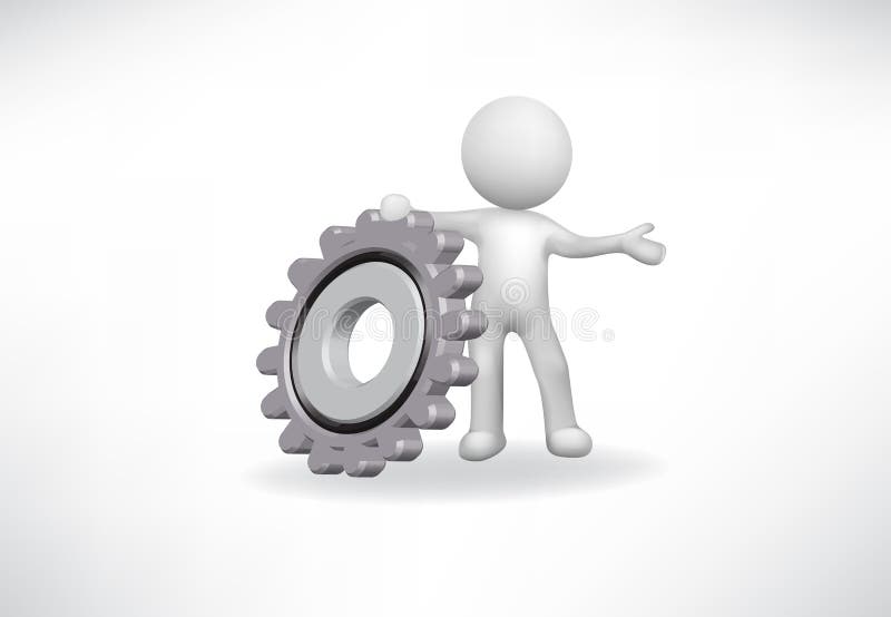 3d Kleine Personen mit einem Schaltvektorlogo vektor abbildung
