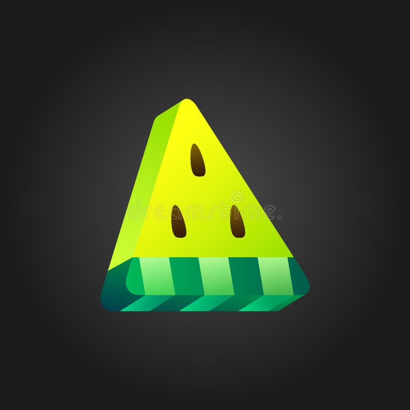 3D kolor żółty stylizował arbuz ikonę na czarnym tle Isometric ilustracja kawałka arbuz Kolorowy projekt ilustracji 3D kolor żółty stylizował arbuz ikonę na czarnym tle Isometric ilustracja kawałka arbuz Kolorowy projekt ilustracji