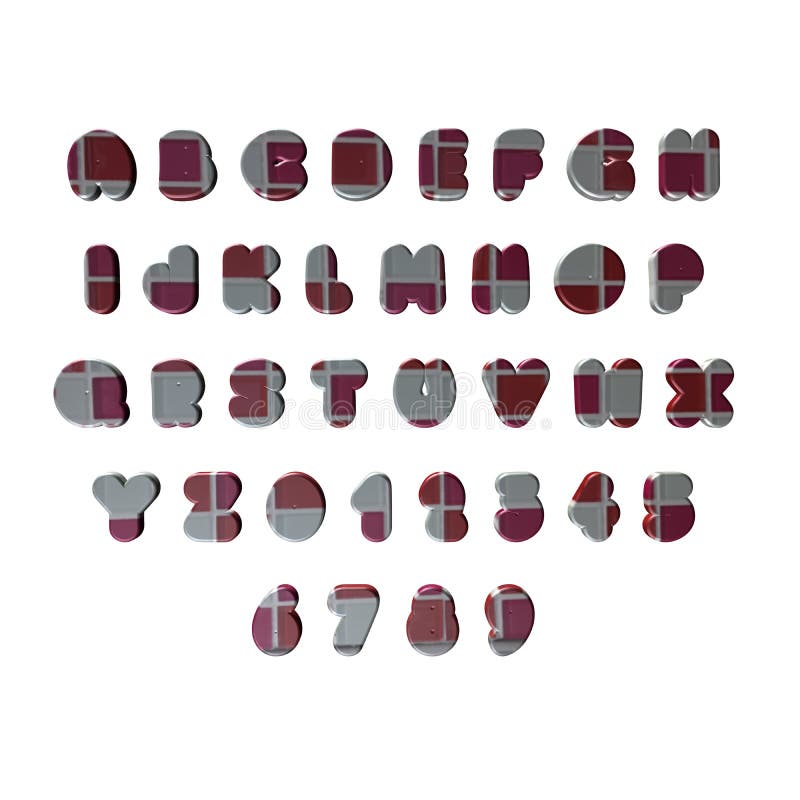 Graue 3D Buchstaben/Alphabet/Zahlen Stock Abbildung - Illustration