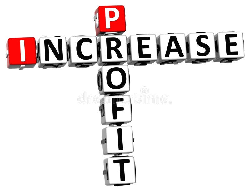 3D Profit Increase Crossword on white background. 3D Profit Increase Crossword on white background