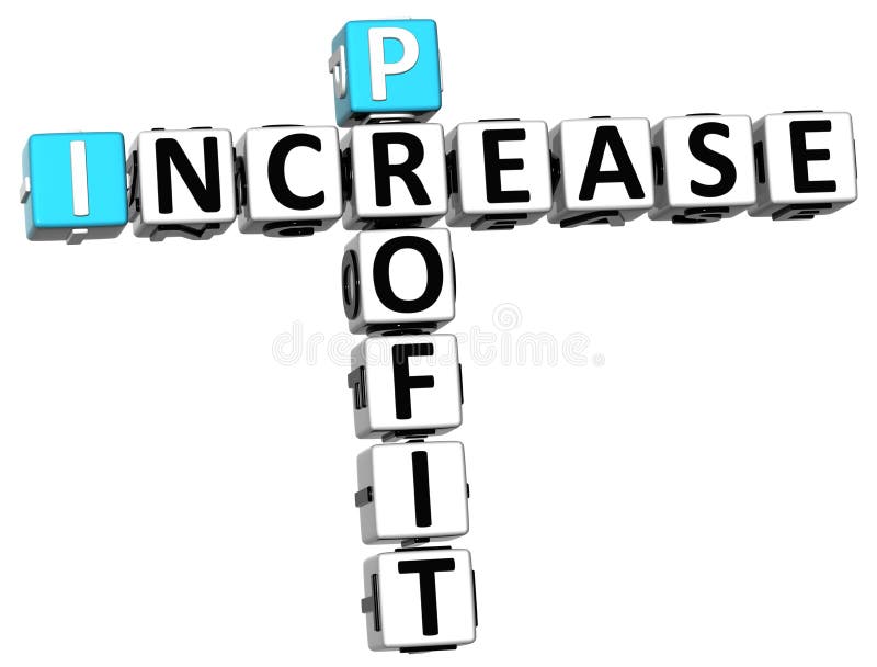 3D Profit Increase Crossword on white background. 3D Profit Increase Crossword on white background