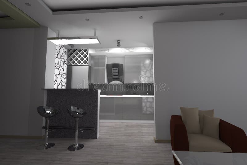 3D kuchenny projekt nowożytny ilustracji 3D kuchenny projekt nowożytny ilustracji