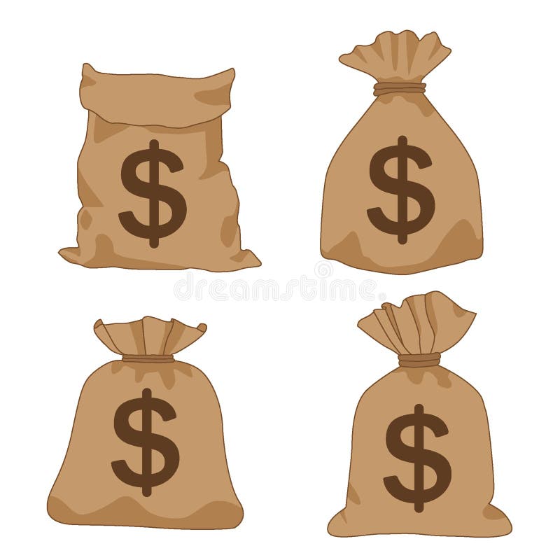 D?lares do marrom do saco do dinheiro no vetor branco da ilustra??o do fundo ilustração royalty free D?lares do marrom do saco do dinheiro no vetor branco da ilustra??o do fundo ilustração royalty free