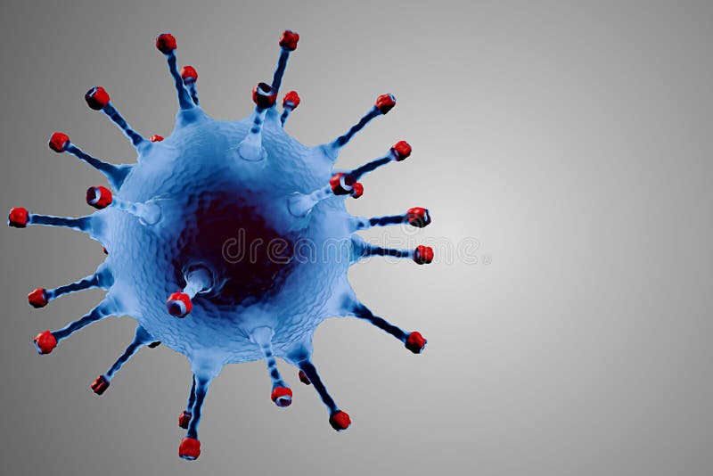 3d las células de coronavirus azules covid19 gripe que fluye sobre el fondo gradiente gris como casos de cepa de gripe peligrosa c ilustración del vector