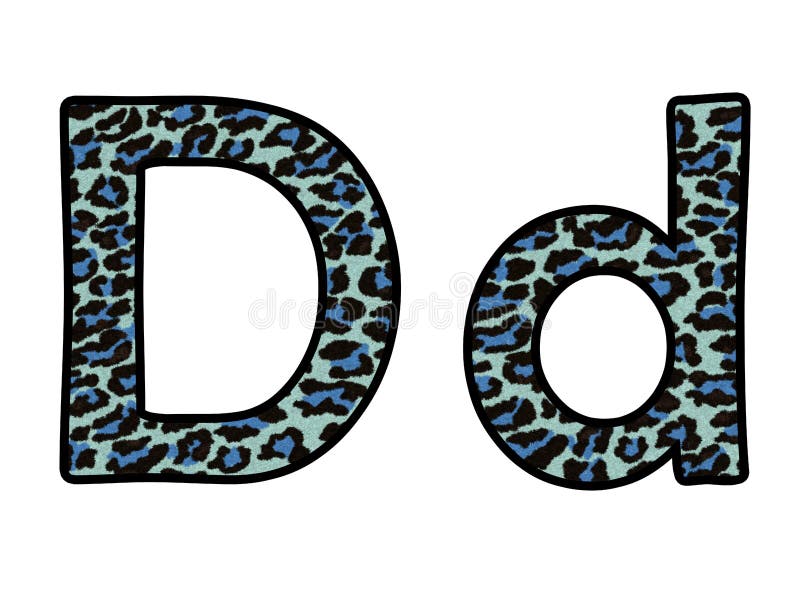 3D Leopard τυπωμένο γράμμα D, Jaguar δέρμα γούνα δημιουργικού διακοσμητικού χαρακτήρα D, κεφαλαίο γράμμα και μικρό γράμμα, μαύρο διανυσματική απεικόνιση 3D Leopard τυπωμένο γράμμα D, Jaguar δέρμα γούνα δημιουργικού διακοσμητικού χαρακτήρα D, κεφαλαίο γράμμα και μικρό γράμμα, μαύρο διανυσματική απεικόνιση