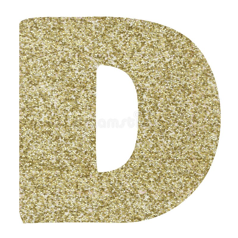 D - Letter of the Alphabet, Gold Glitter on White Background Stock ...