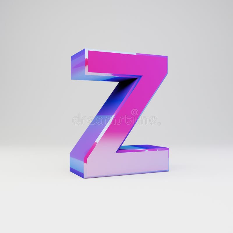 3d Letter Z Uppercase. Rendered Multicolor Metal Font With Glossy ...