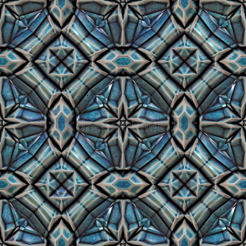 3d light blue kaleidoscopic fractal pattern royalty free illustration