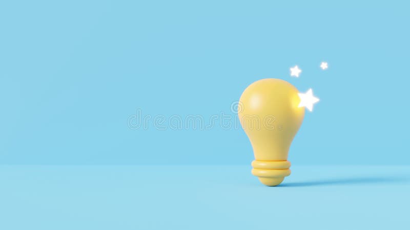 3D Light Bulb on blue background. Idea and Creative concept. 3D render illustration stock illustration