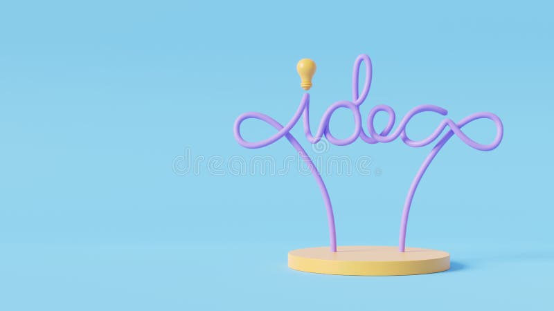 3D Light Bulb on blue background. Idea and Creative concept. 3D render illustration stock illustration