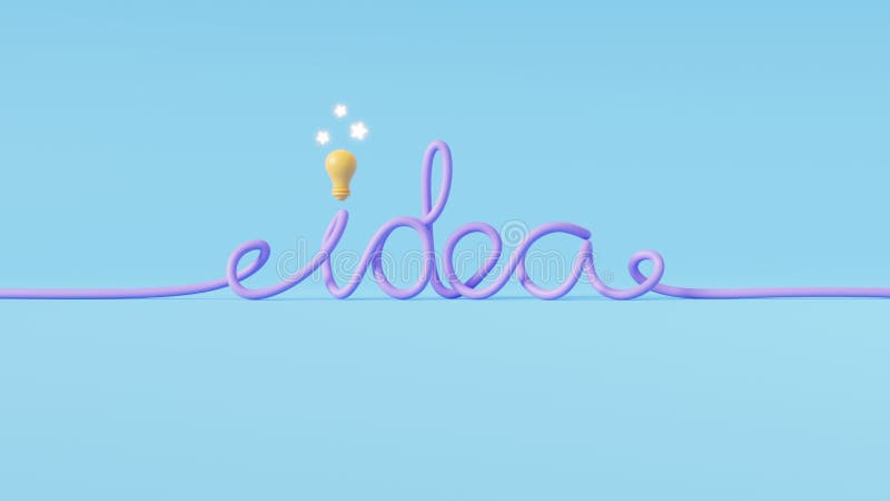 3D Light Bulb on blue background. Idea and Creative concept. 3D render illustration royalty free illustration