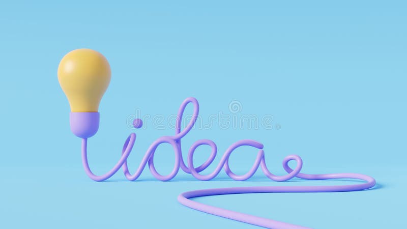 3D Light Bulb on blue background. Idea and Creative concept. 3D render illustration stock illustration