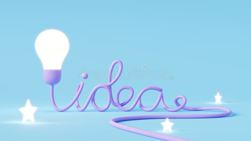 3D Light Bulb on blue background. Idea and Creative concept. 3D render illustration stock illustration