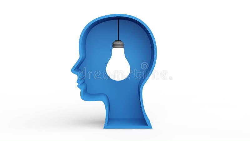 3d light bulb in head royalty free illustration
