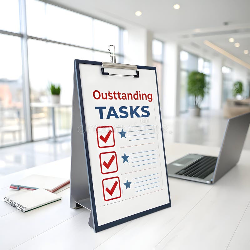3D List of Outstanding Tasks Isolated on White stock illustration