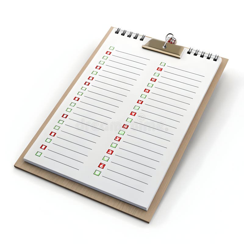 3D List of Outstanding Tasks Isolated on White stock illustration