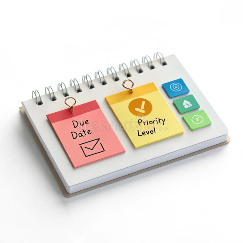 3D list of outstanding tasks isometric isolated on transparent background stock illustration