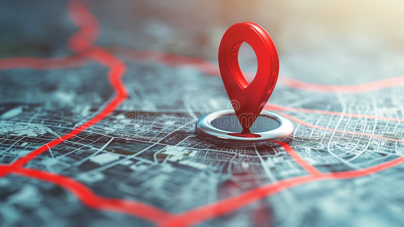 3D Location Pin on Abstract City Map Indicating Positioning and Navigation Concept. AI generated