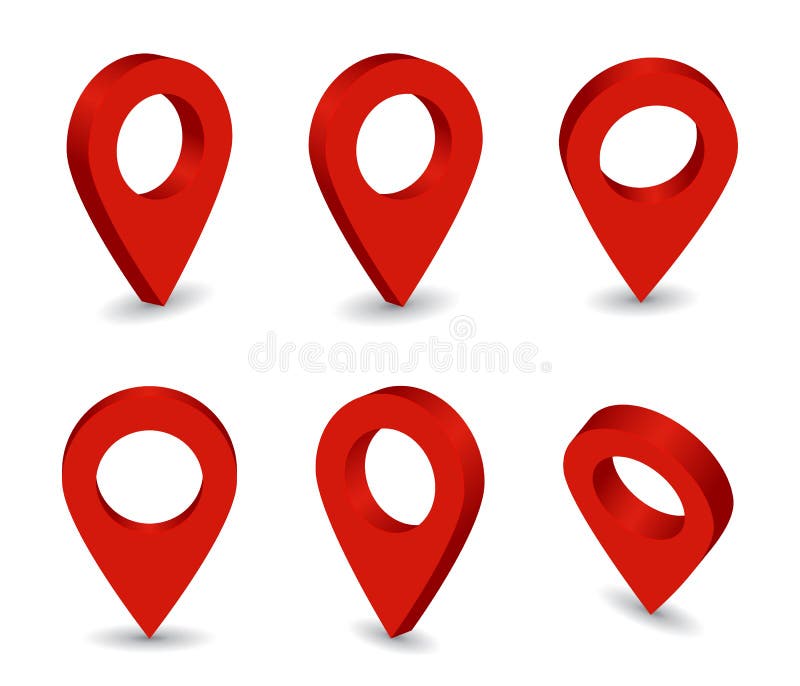 3d locator pin icon. Set of isometric pointer for map. Destination pin for navigation in travel. Collection of position marker of vector illustration