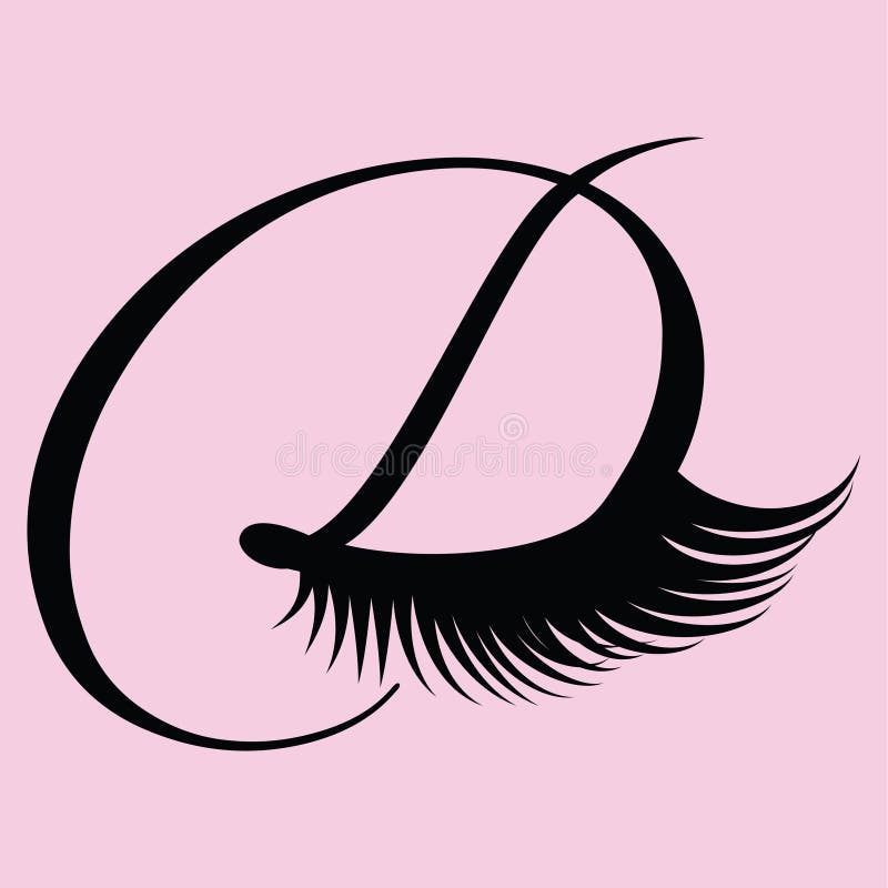 Fashion illustration D logo logo monogram, closed eye with long lashes. Fashion illustration D logo logo monogram, closed eye with long lashes