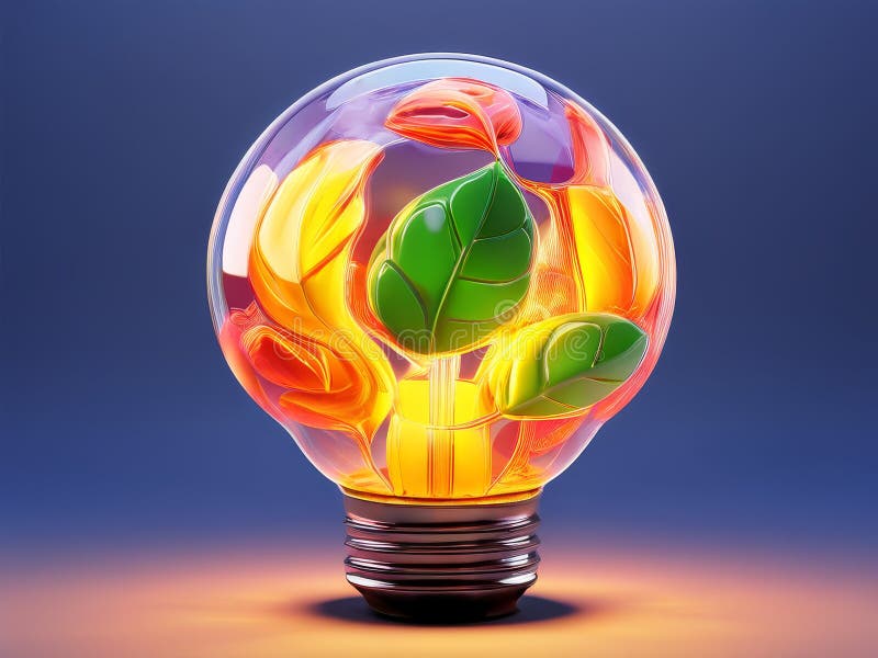 3d lumina de imagine bec în interiorul unui concept de plante idee de energie vector illustration