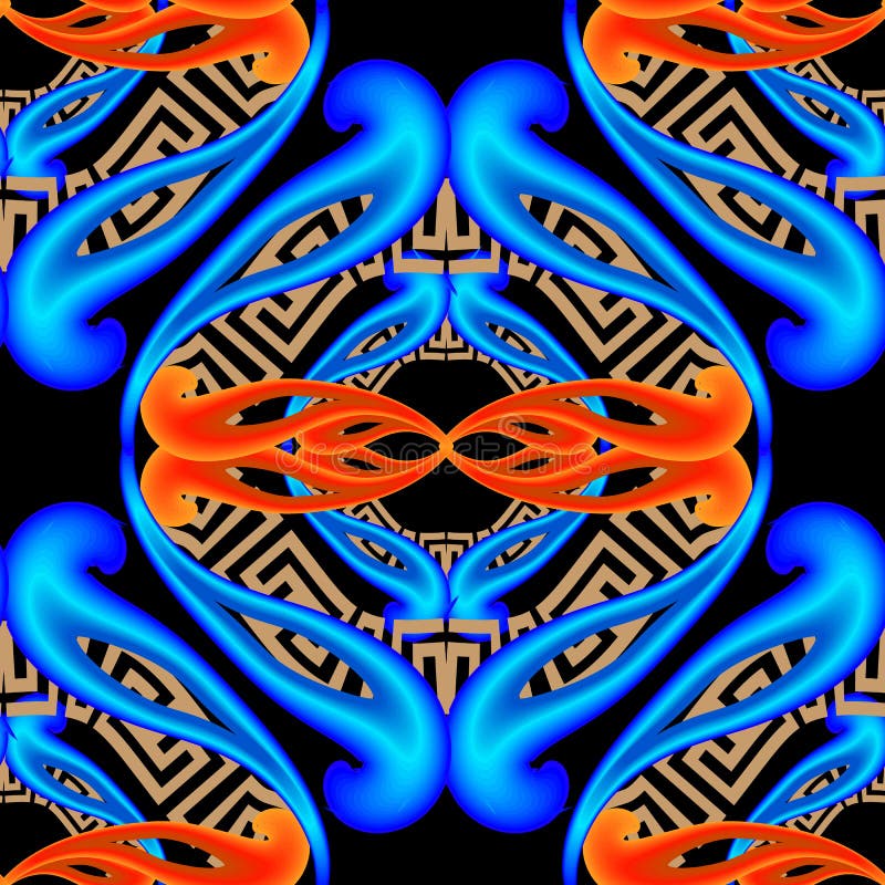 3d a luminat modelul vectorial grec modern fără sudură. fond decorativ ornamental colorat. fundal geometric repetat. vintază vector illustration
