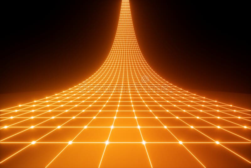 3d luz de neón anaranjado abstracta de fondo ultravioleta rejilla láser red virtual líneas de brillo