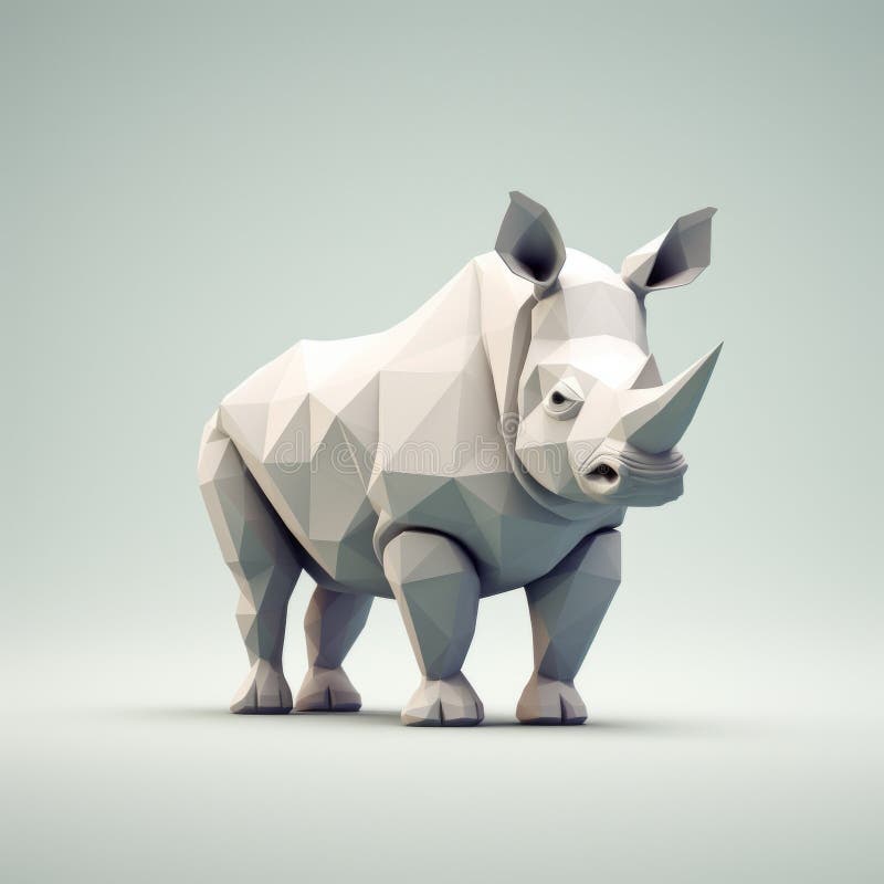 3d låg poly rhino : industriell design med naturliga, inspirerade former stock illustrationer