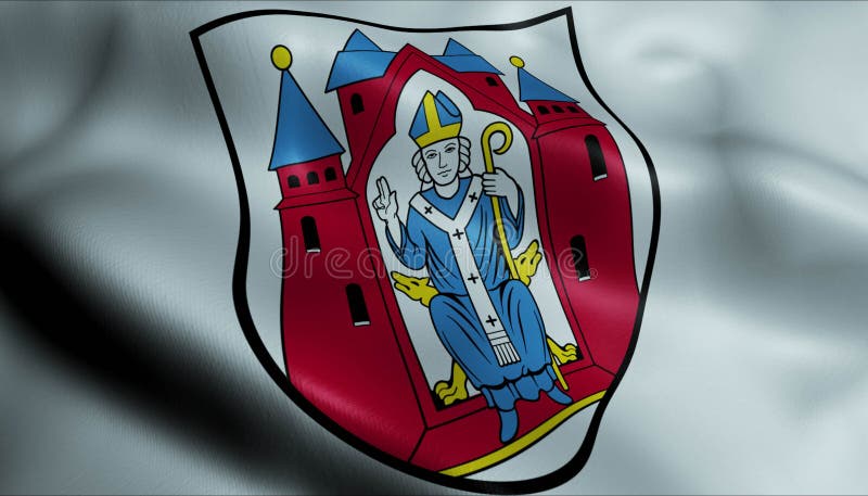 3d machając niemieckim herbem flagą aschaffenburg widok na zamknięcie royalty ilustracja