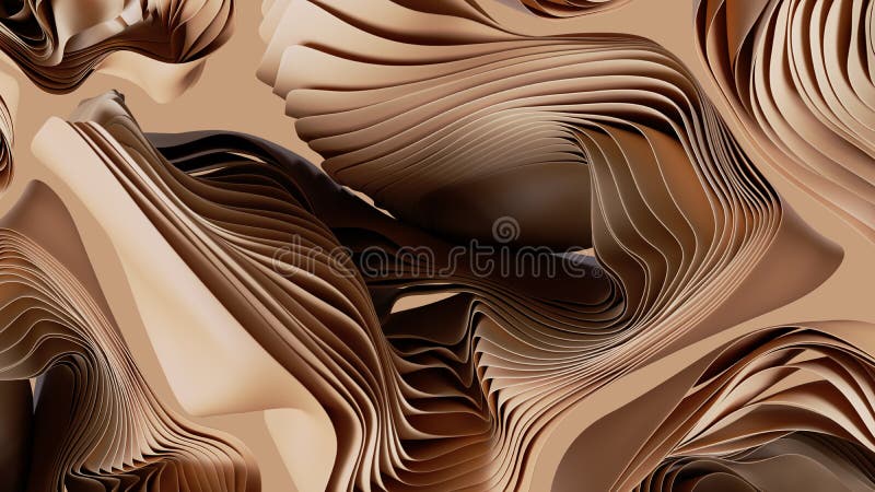 3D machen abstrakten braunen Hintergrund mit geschwungenen Formen, moderne beige Tapeten stock abbildung